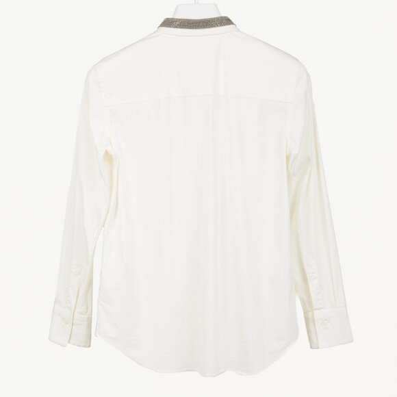 Brunello Cucinelli SS/17 Off-White Cotton Poplin Monili-Collar Shirt - Picture 2 of 13